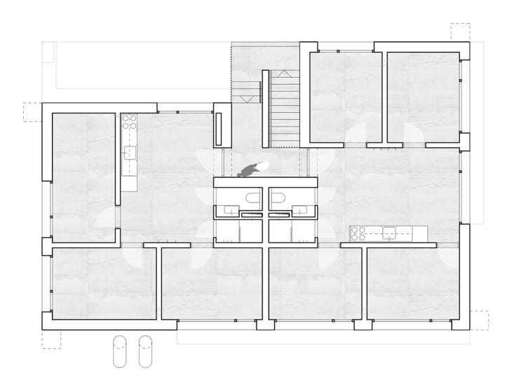 Plan Obergeschoss. Hansjörg Betschart Architektur ©.