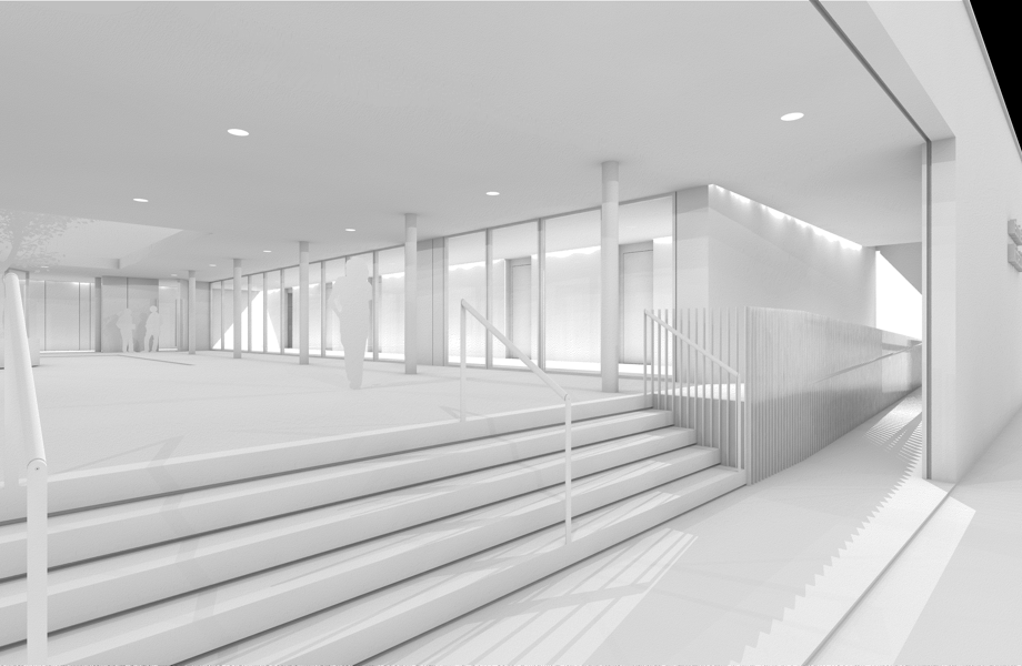Visualisierung Eingangsbereich. Hansjörg Betschart Architektur ©.