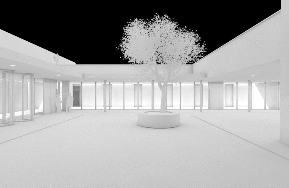 Visualisierung Innenhof. Hansjörg Betschart Architektur ©.