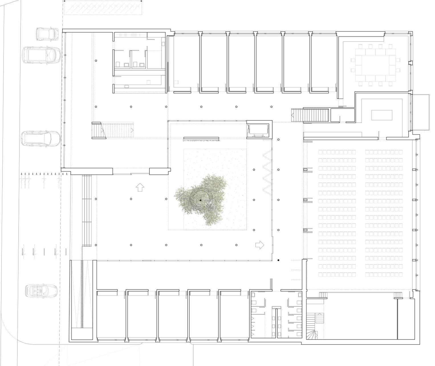 Plan Grundriss Erdgeschoss. Hansjörg Betschart Architektur ©.