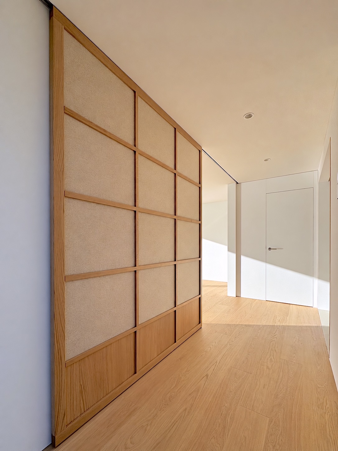 Eingang mit Schiebewand und Reduit.